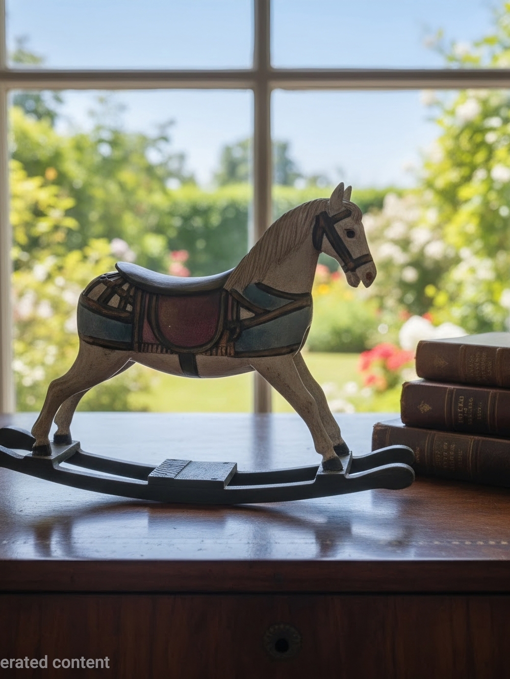 Vintage Hand Crafted/Hand Painted Folk Art Rocking Horse 12x10 approx